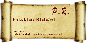 Patatics Richárd névjegykártya